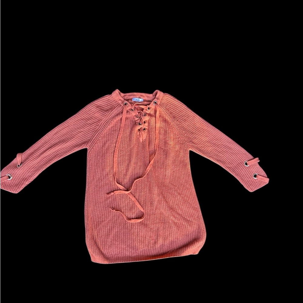 ✨Hippie Pink lace-up sweater✨